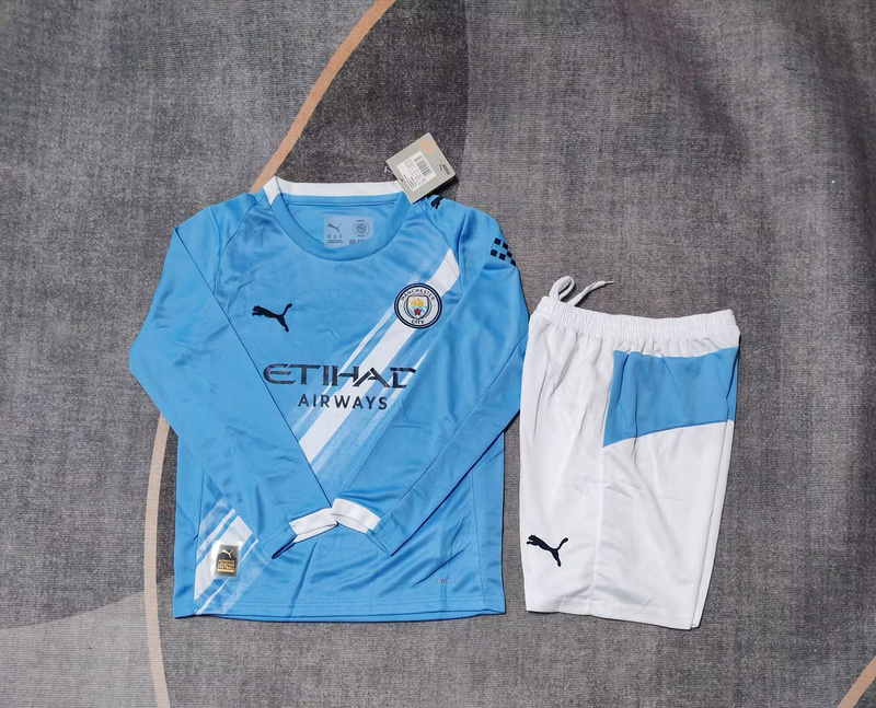Kids-Manchester City 25/26 Home Long Jersey(Player)